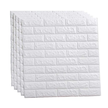 Naklejki ścianę płytki 3D biały cegła do salon sypialni biuro 77x70cm 5szt