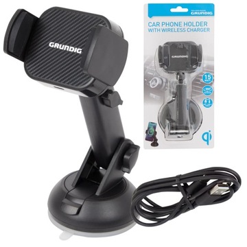 Uchwyt samochodowy teleskopowy 13,5 cm na szybę GRUNDIG Ładowanie 15W USB-C