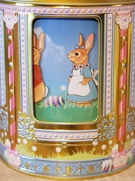 Pojemnik metalowy 16x12cm Pozytywka Karuzela Wielkanoc