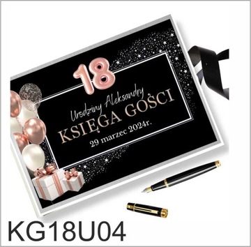Księga gości 18 urodziny personalizowana 100 stron atłasowa wstążka