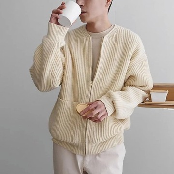 Sweater Cardigan Male Knitting Outwear Men's Colla