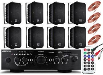 KOLUMNY ŚCIENNE 8 SZT WZMACNIACZ BLUETOOTH RADIO