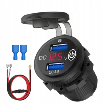 АВТОМОБИЛЬНОЕ ЗАРЯДНОЕ УСТРОЙСТВО 2xUSB QC3.0 СЕНСОРНЫЙ ВОЛЬТМЕТР