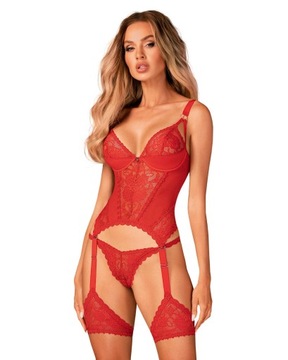 Bielizna Damska Czerwony Gorset Stringi M/L