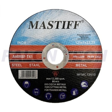 Tarcza do cięcia metalu Mastiff 180x1,6x22,2 mm