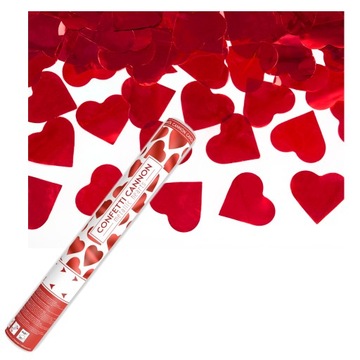 Tuba Konfetti Strzelajace sercami czerwone 80cm