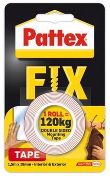Taśma dwustronna PATTEX FIX 1,5m x 19mm 120kg