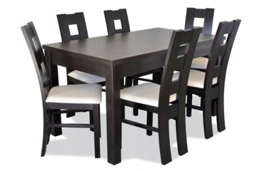 Komplet Stół 80x140/180+ 6 krzeseł Eko Skóra Wenge