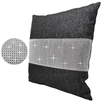 POSZEWKA NA PODUSZKĘ 40x40 cyrkonie GLAMOUR CZARNA