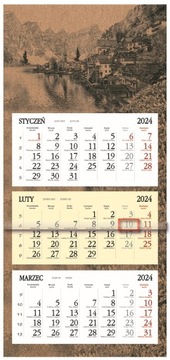 Kalendarz 2024 ścienny TRÓJDZIELNY KRAFT