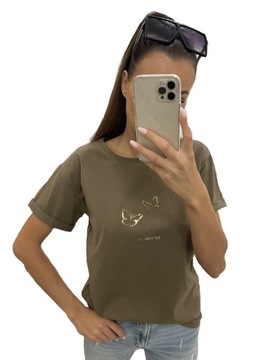 T-shirt brązowy better times TMC Moda