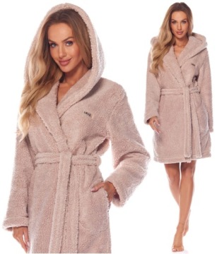 KRÓTKI CIEPŁY PUCHOWY DAMSKI SZLAFROK PODOMKA XL