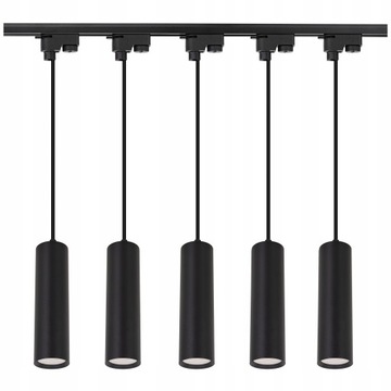 Подвесная потолочная лампа 2m + 5x черная туба