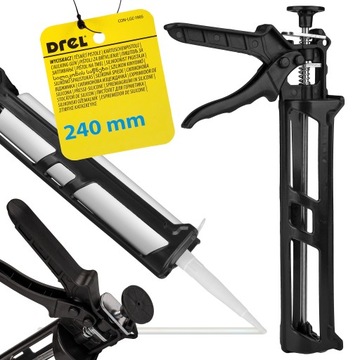 WYCISKACZ DO SILIKONU Pistolet do KLEJU Akrylu Mas Plastycznych Tuby 310ml