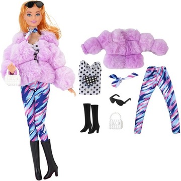 DAMSKI ZESTAW UBRANKO FUTERKO TOREBKA WYSOKIE BUTY DLA LALKI TYPU BARBIE