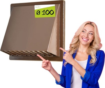 Wylot ścienny z okapem Ø100 brąz