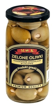 GRECKIE OLIWKI ZIELONE NADZIEWANE MIGDAŁAMI 350G
