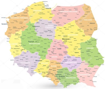 Пробковая карта Польши - 90x90см - много узоров