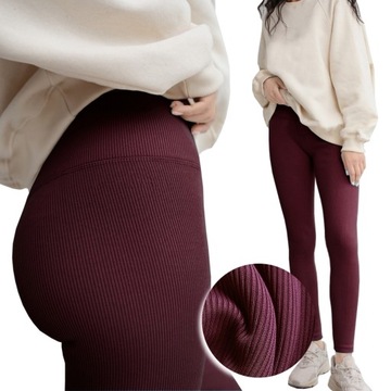 LEGGINSY z WYSOKIM STANEM PRĄŻKOWANE MODELUJĄCE BAWEŁNA KRYJĄCE - 908 XXL