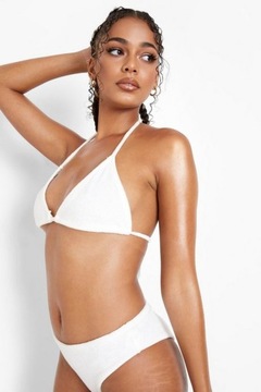 Boohoo góra od bikini wiązana frotte ecru 36