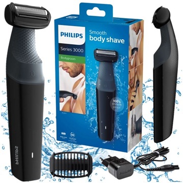 PHILIPS WODOODPORNY TRYMER I GOLARKA DO CIAŁA I STREF INTYMNYCH + NASADKA