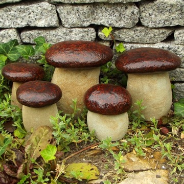 набор из 5 садовых фигурок грибы подберезовики