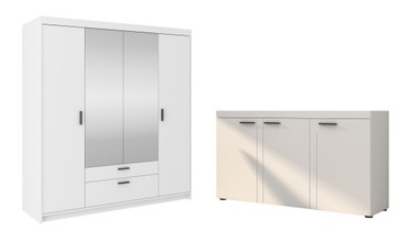 Zestaw Mebli SZAFA 180 cm + KOMODA 150 RIMO BIAŁY
