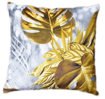 PODUSZKA DEKORACYJNA VELVET MONSTERA ZŁOTE 45x45