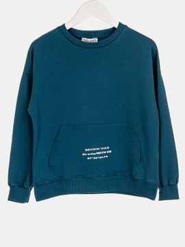 BLUZA CHŁOPIĘCA DRESOWA KANGURKA morski 140-146
