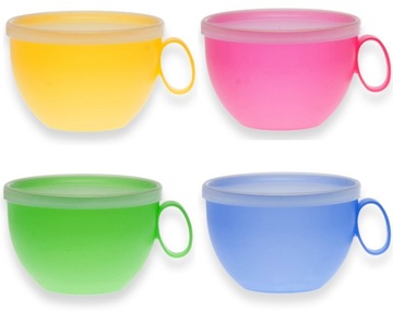 Kubki plastikowe XXL z uchem pokrywką duże 4 szt 550 ml