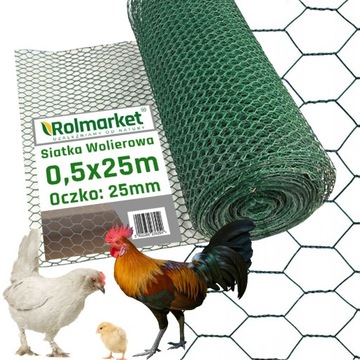Siatka na woliery HODOWLANA metalowa do wolierów 25mm 0,5x25m hexagonalna