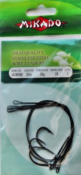 MIKADO PRZYPONY BLACK Z HACZYKAMI nr1/0 - 25cm / 15kg - 3 SZTUKI.