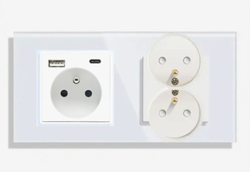 GNIAZDKO ELEKTRYCZNE PODWÓJNE SZKLANE USB -C