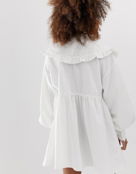 SisterJane biała sukienka mini oversize defekt M