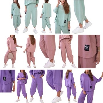 ЭЛЕГАНТНЫЙ ИТАЛЬЯНСКИЙ ХЛОПКОВЫЙ КОМПЛЕКТ, СВИТШОТ, СПОРТИВНЫЕ БРЮКИ, ОВЕРСАЙЗ S