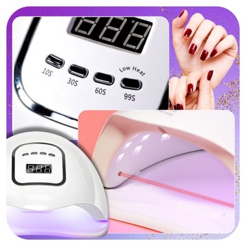 Lampa do Paznokci LED UV do Hybryd Żeli Mocna 80W Hybryd SUN LCD X5 TRYBÓW