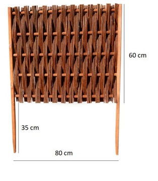 Płot z wikliny, palisada wiklinowa TERAMO rozmiar 60 x 80 cm