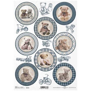 PAPIER RYŻOWY do decoupage R1954 zabawki misie