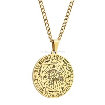 Retro Solomon Heptagram wisiorek z amuletem-naszyjnik ze stali nierdzewnej