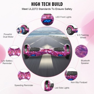 SISIGAD HOVERBOARD 6,5 ДЮЙМОВ ЭЛЕКТРИЧЕСКИЙ СКЕЙТБОРД + HOVERKART Gokart Фиолетовый