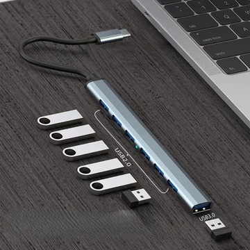 HUB USB 3.0 ROZDZIELACZ ROZGAŁĘŹNIK 7 PORTÓW 7X USB SLIM 7W1 AKTYWNY USB-C