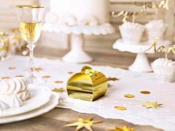 Pudełka na prezent upominek komunia wesele okrągłe złote pudełeczka 10szt.