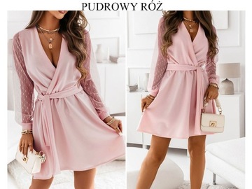 ЭЛЕГАНТНОЕ СВАДЕБНОЕ ПЛАТЬЕ, ВЫРЕЗ, ТЮЛЬ, РУКАВА L/XL