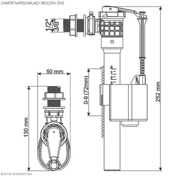 ЗАПОЛНИТЕЛЬНЫЙ КЛАПАН ДЛЯ КРУГЛЫХ 1/2 и 3/8 KK-POL