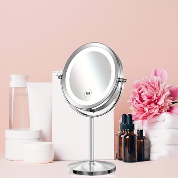 1x/10x увеличительное зеркало для макияжа с подсветкой и питанием