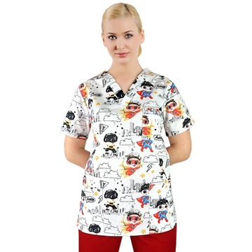 Bluza medyczna damska fartuch kolorowy wzorek XS
