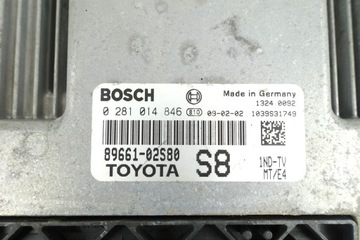 JEDNOTKA MOTORU TOYOTA AURIS I E15 1 1.4 D4D 0281014846 89661-02S80 S8
