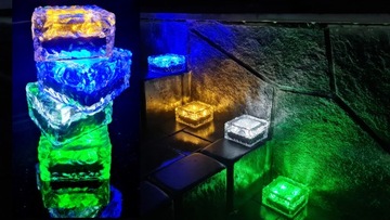 Лампа SOLAR стеклянный куб 4 шт LED СИНИЙ