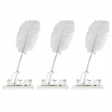 3xWedding White Feather Quill długopis do księgi