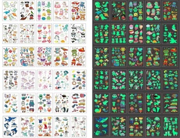 СВЕТЯЩИЕСЯ В ТЕМНОТЕ ТАТУ ДЛЯ ДЕТЕЙ 30 ДЕТСКИХ ЛИСТОВ ~400ШТ.